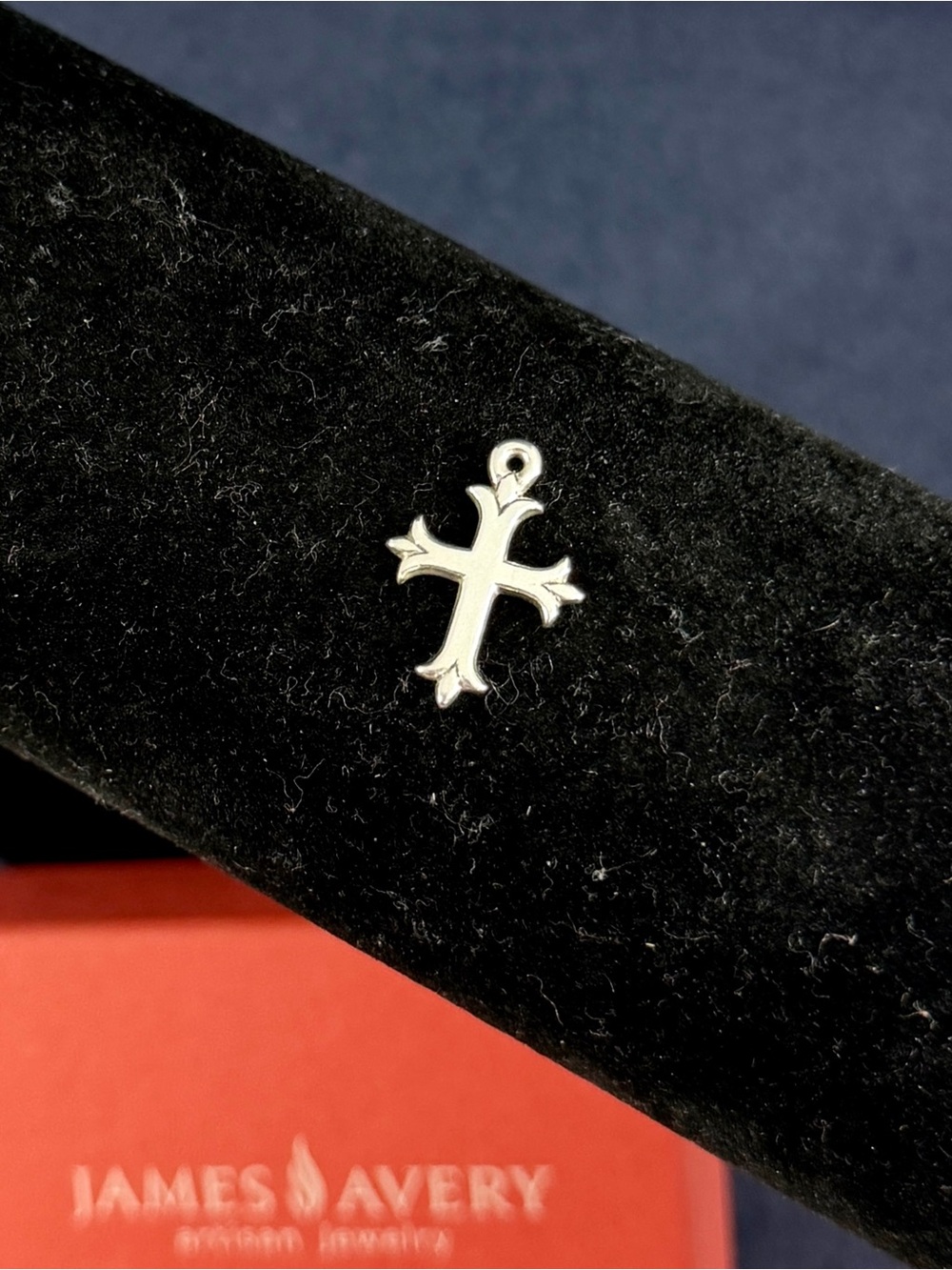 JAMES AVERY Sterling Silver Fleuree Pointed Cross Charm Pendant; RETIRED